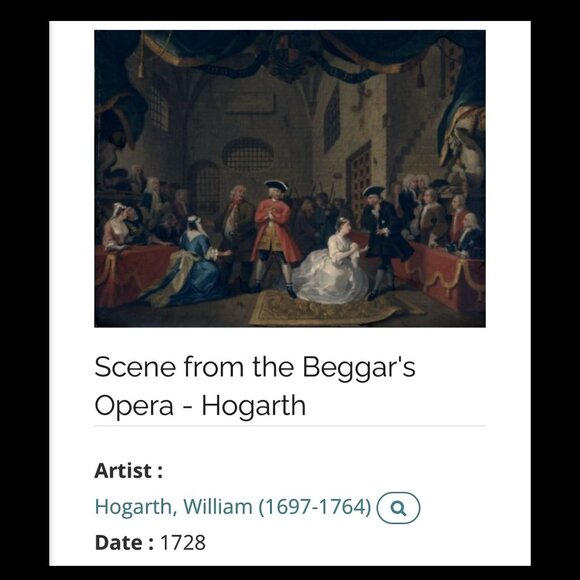 Repurposed VNTG Watch Opera Necklace Scene from the  of Beggars Opera by Hogarth - Picture 6 of 17